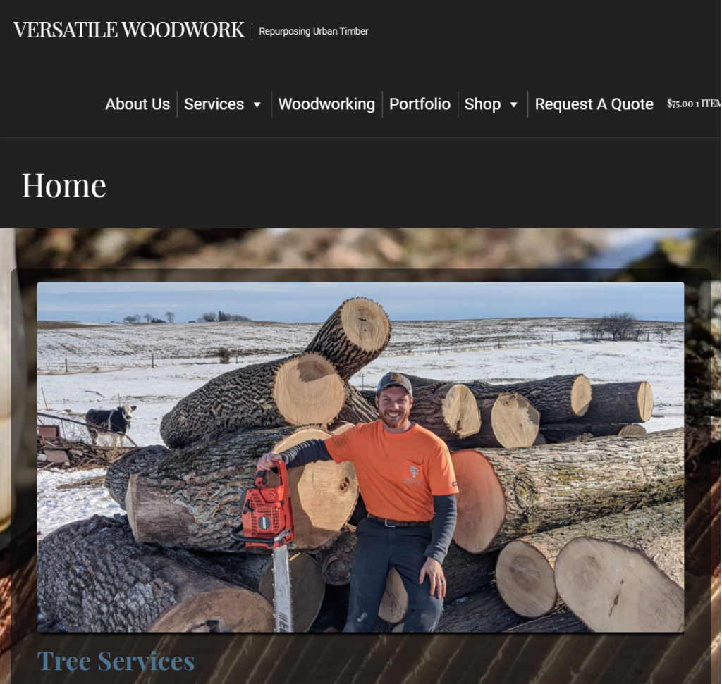 Versatile Woodwork Home Page Screenshot